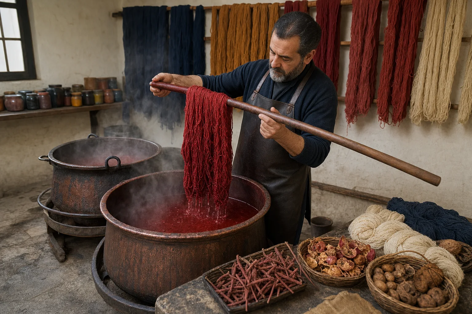 Are the dyes used in rugs natural or synthetic?